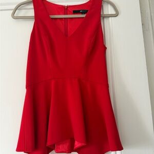 Jay Godfrey Red Sleeveless Peplum Blouse Size 2